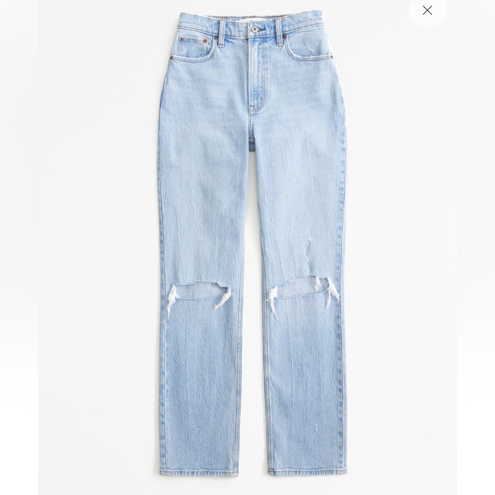 Abercrombie Curve Love 90s Ultra High Rise Straight Jeans - Picture 2 of 16